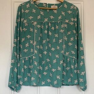 LOFT Green Floral Blouse